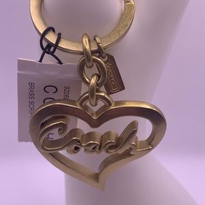 Coach Brass Script Heart Keychains